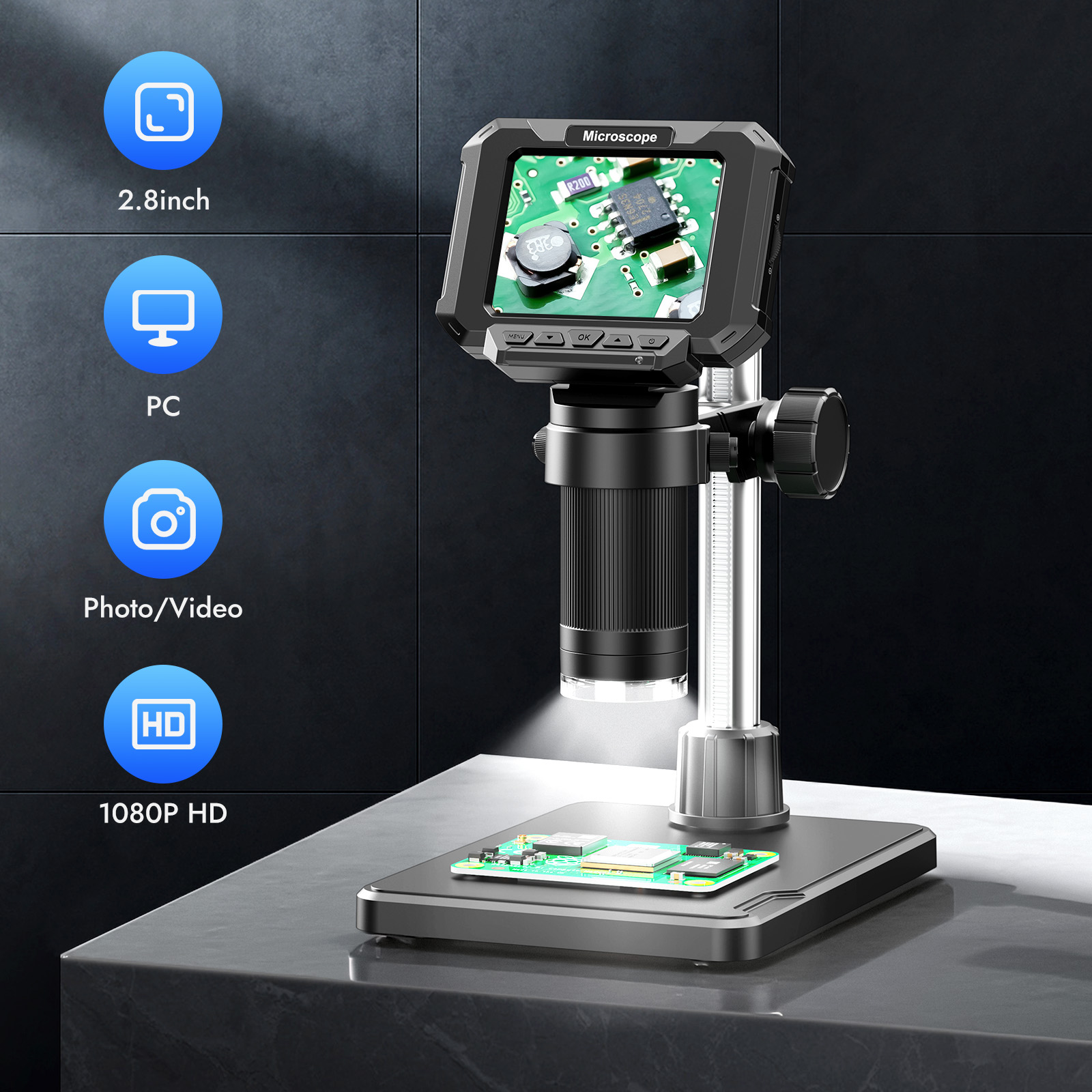 Power Tools Video - 2,8 inch digitale muntmicroscoop 1000X muntvergroter